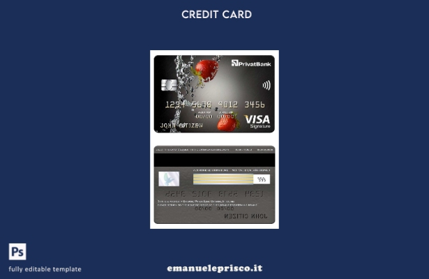 modello di carta con firma visto Ucraina PrivatBank in stile verificato